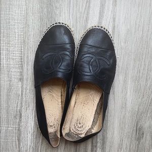 Chanel Black Leather espadrilles